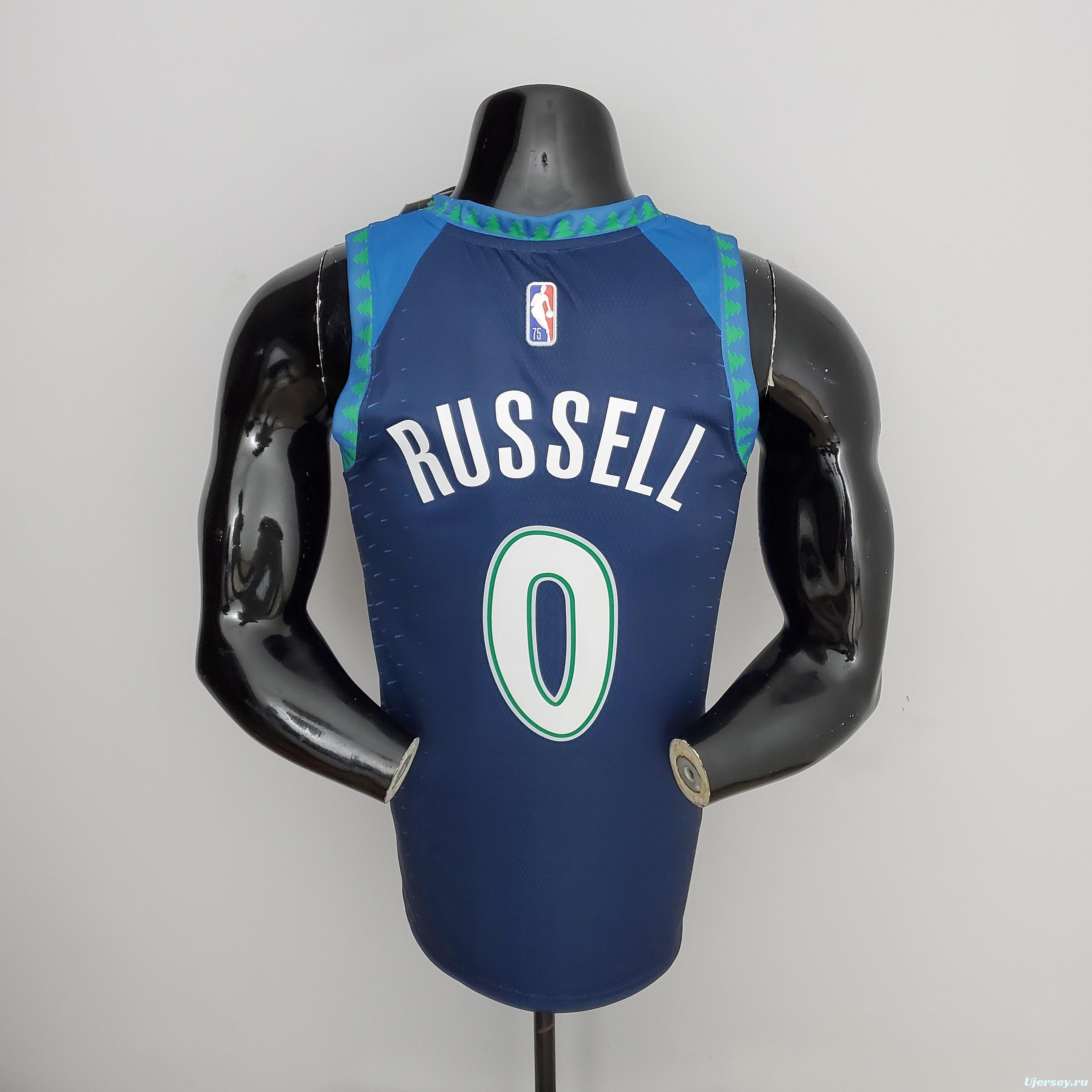 75th Anniversary 2202 Season RUSSELL#0 Minnesota Timberwolves City Edition Blue NBA Jersey