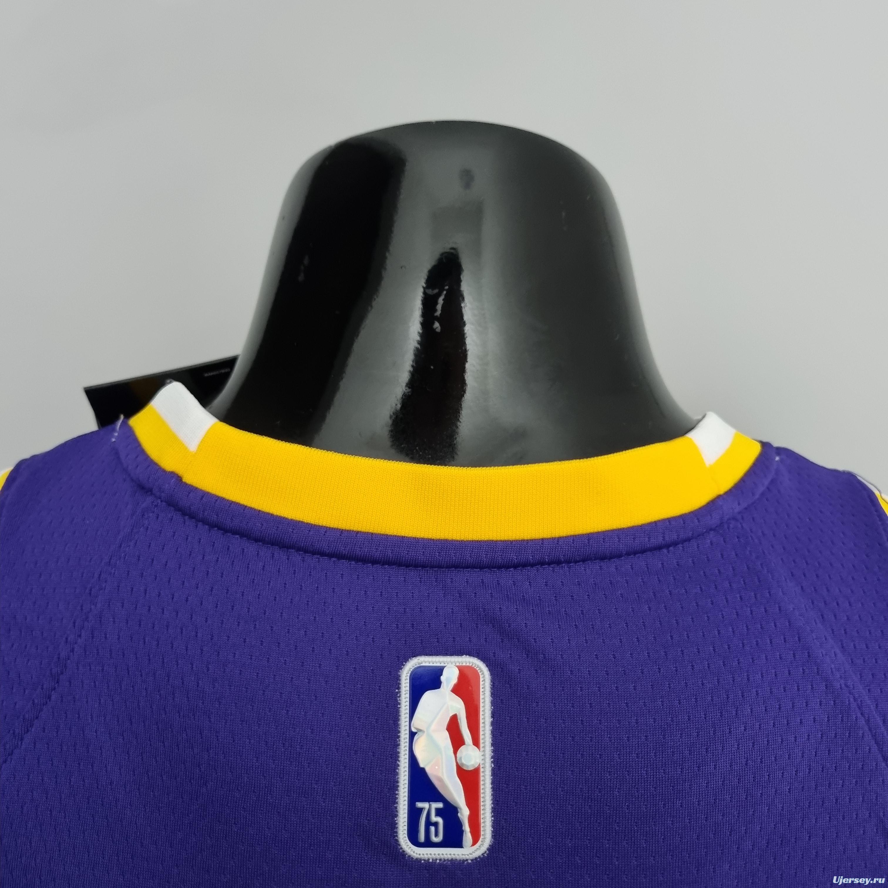 75th Anniversary James #6 Los Angeles Lakers Jordan Purple NBA Jersey