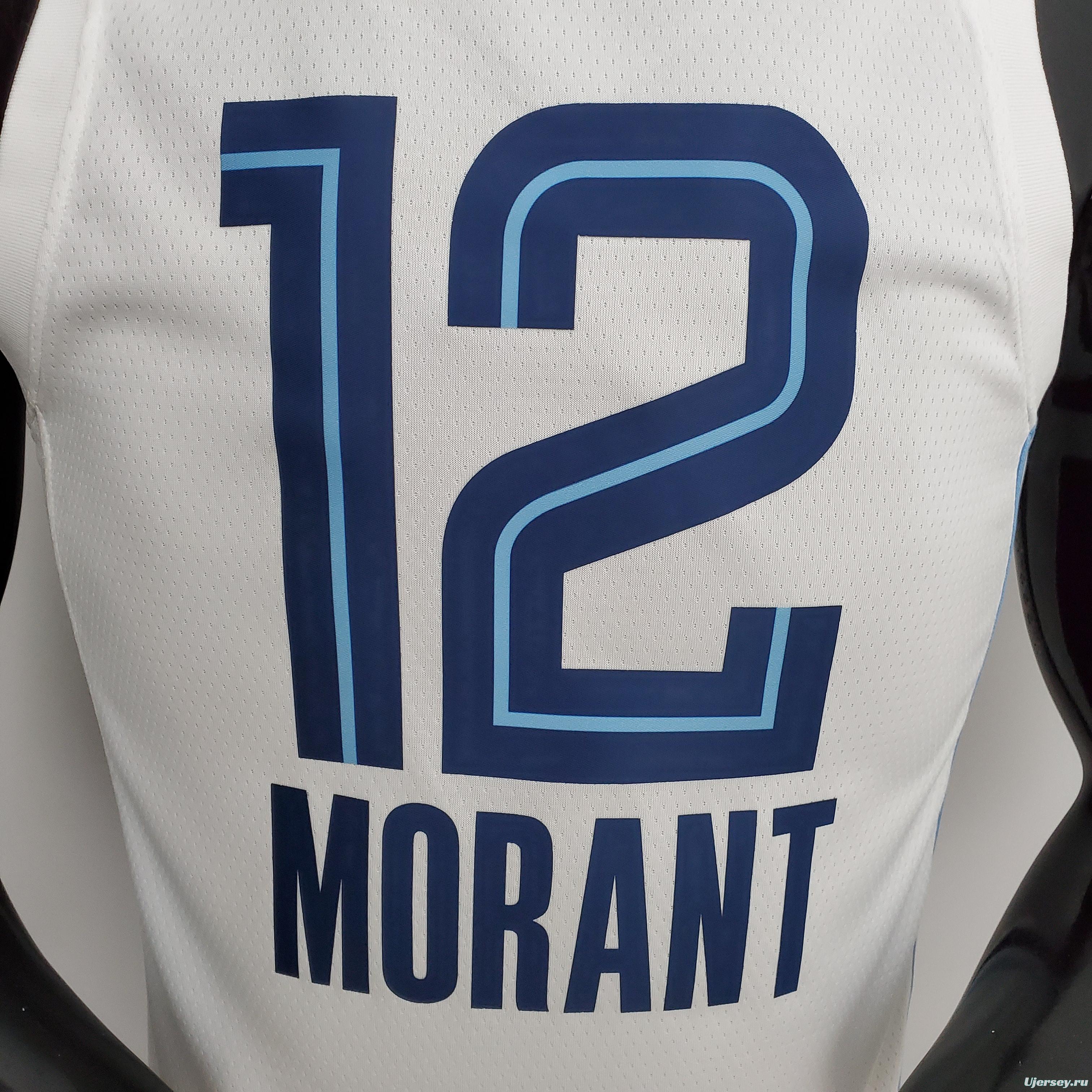 75th Anniversary Memphis Grizzlies MORANT#12 White NBA Jersey