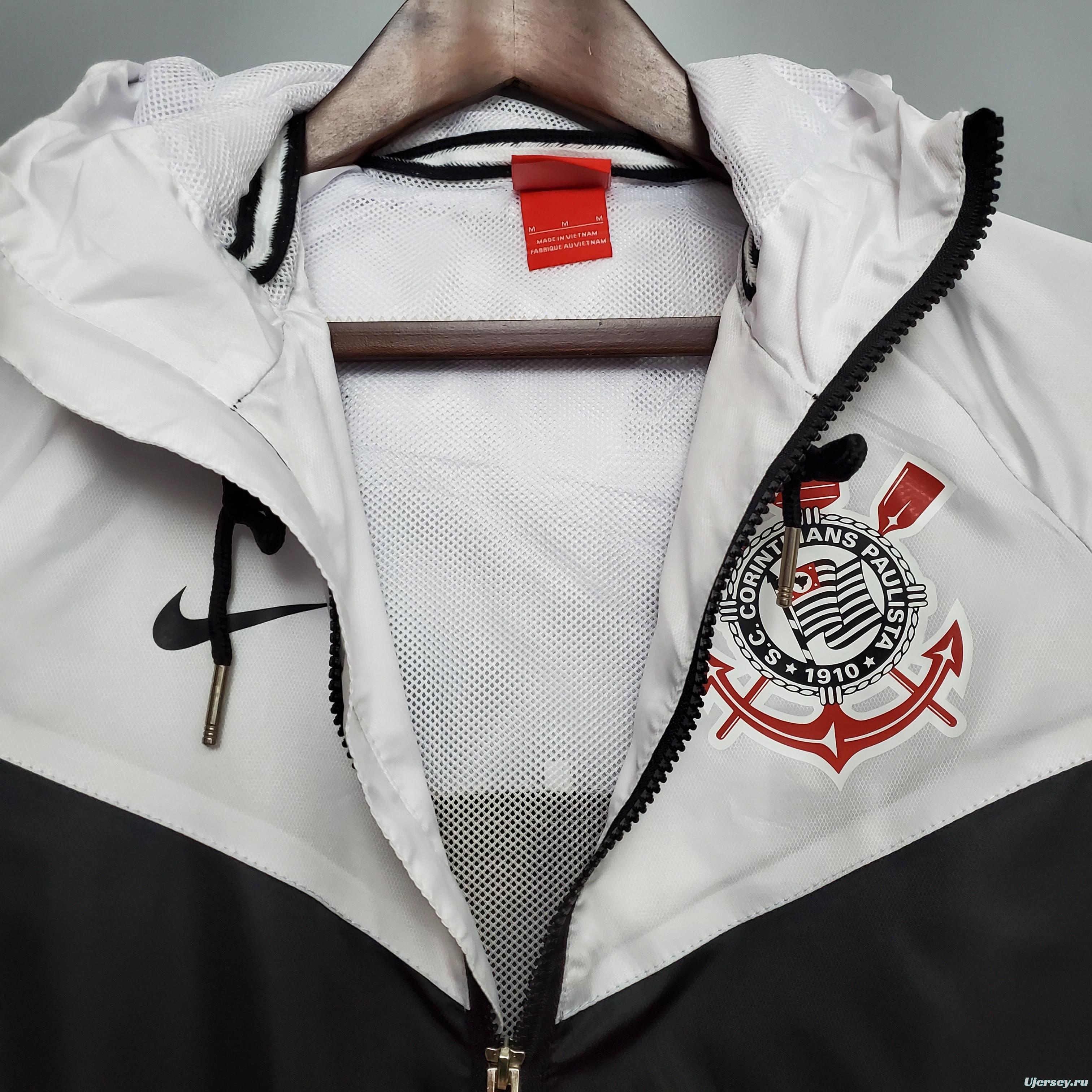 Windbreaker Corinthians Black &amp; White Soccer Jersey