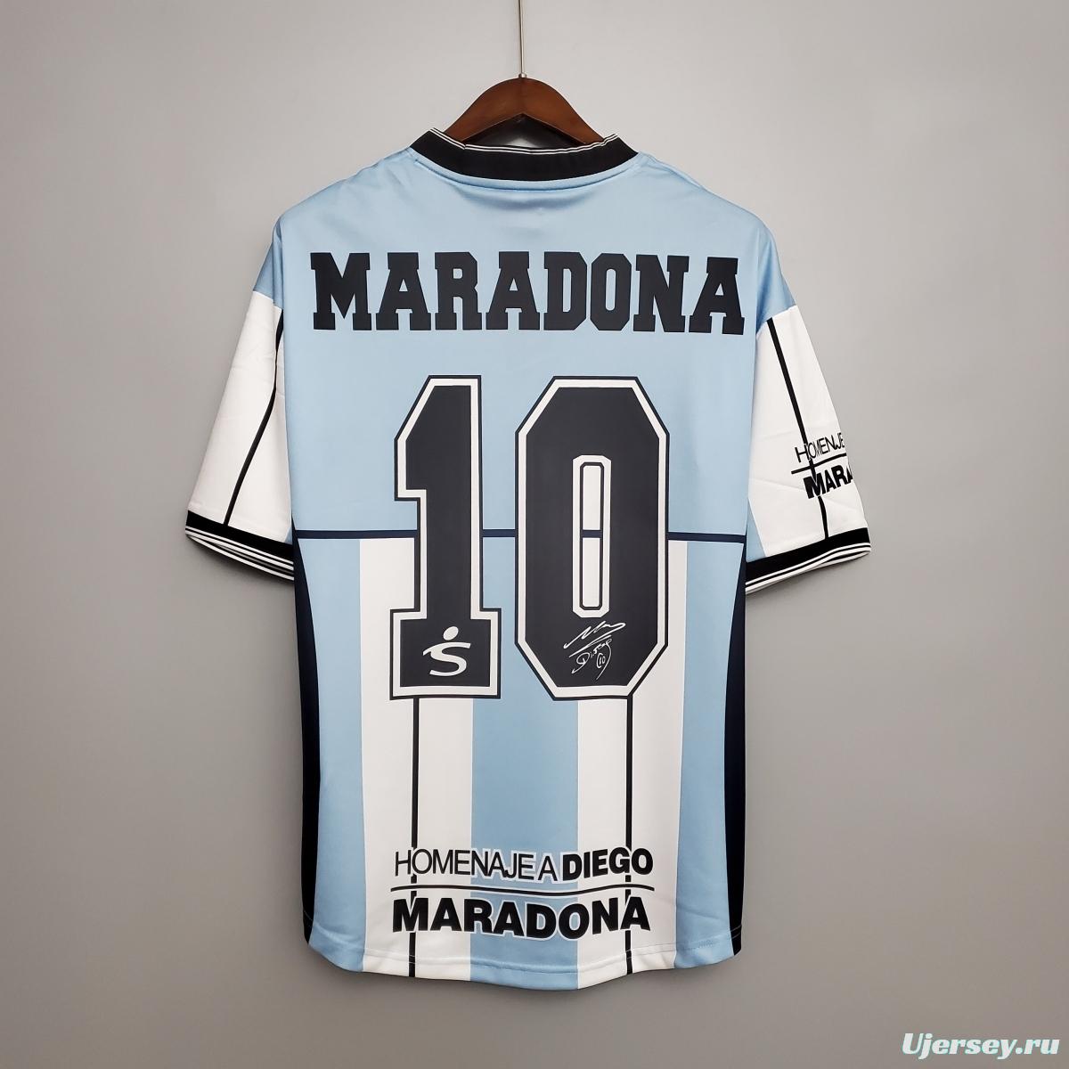 Retro 2001 Argentina Maradona #10 Commemorative Edition Soccer Jersey