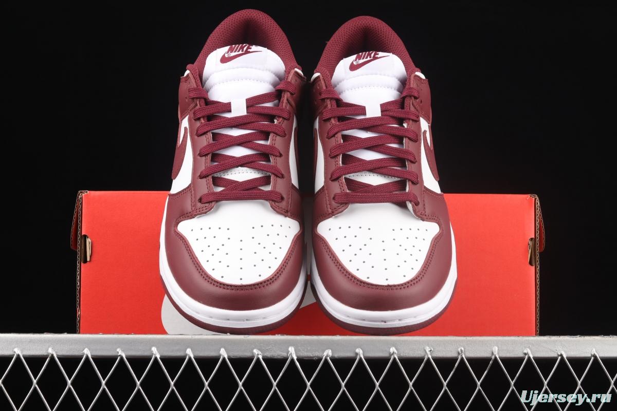 NIKE SB DUNK Low Prm wine red and white color SB buckle rebound fashion leisure board shoes DD1503-108