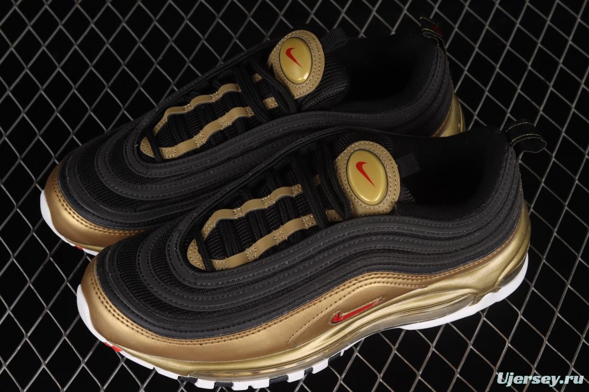 NIKE Air Max 97 SE bullet black gold matching air cushion running shoes AQ4137-200