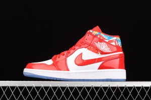 Air Jordan 1 Mid Christmas red Zhongbang basketball shoes DC7294-600