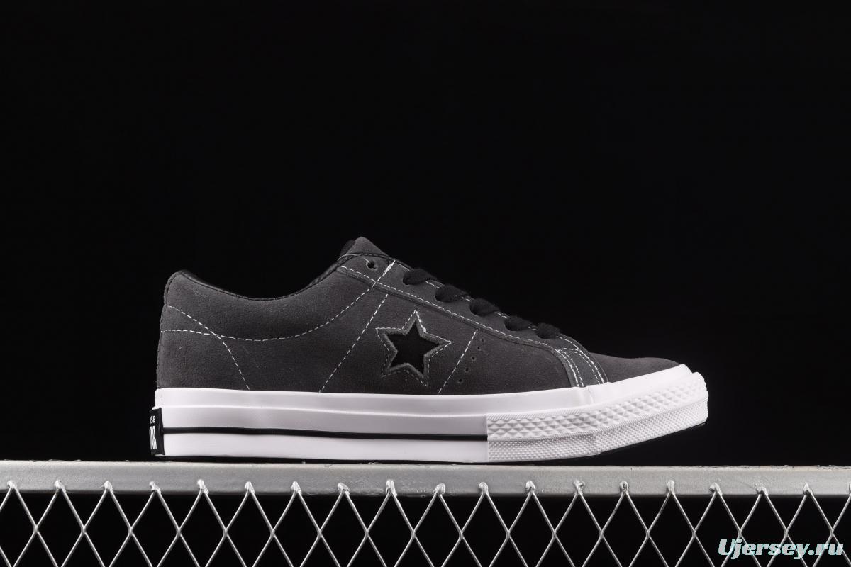 Converse One Star 74 Converse fur black gray low upper skateboard shoes 163247C