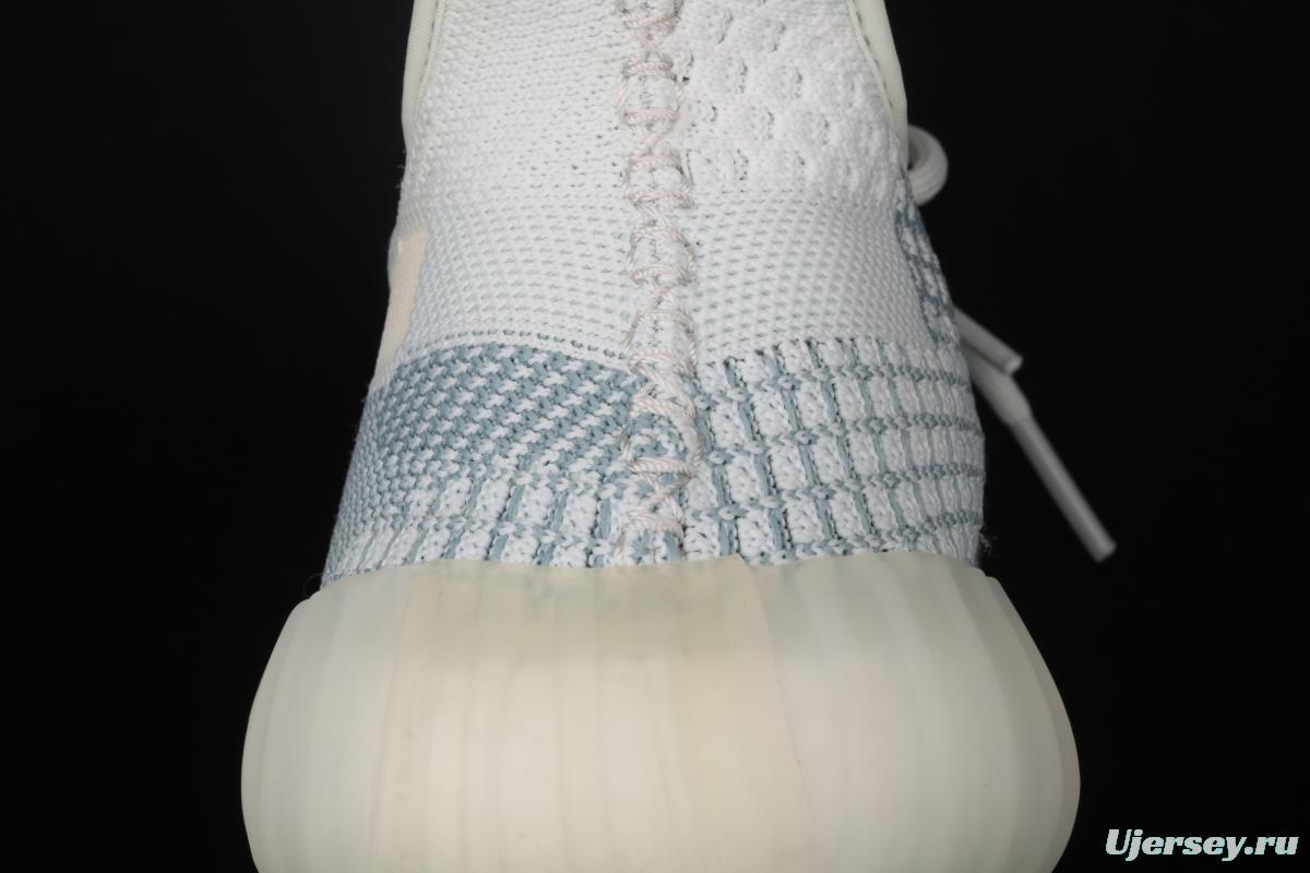 Adidas Yeezy 350 V2 Boost Basf FW3043 Darth Coconut 350 second generation hollowed-out silk ice blue color BASF Boost original