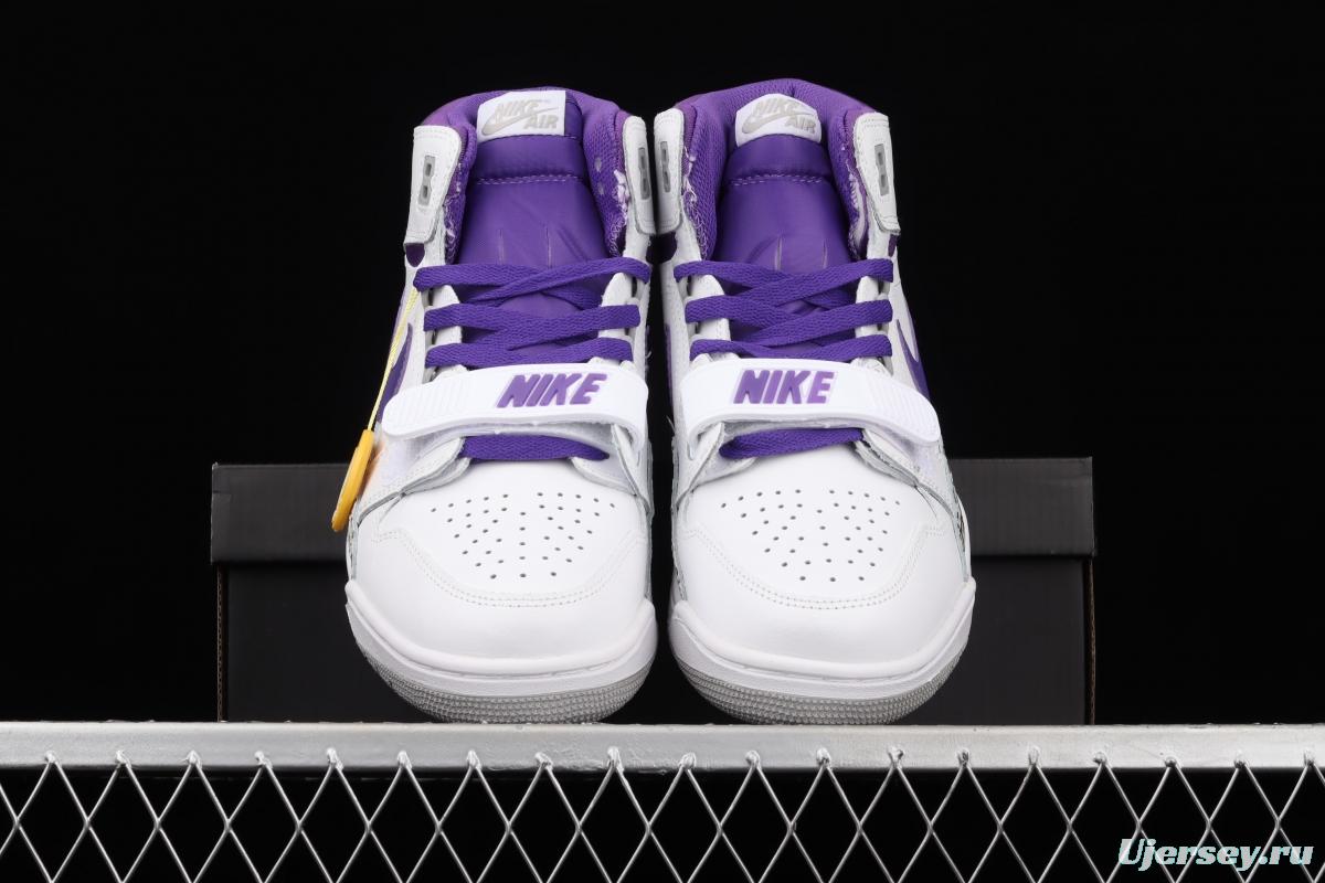 Jordan Legacy 312White and purple Velcro three-in-one board shoes AV3922-157,