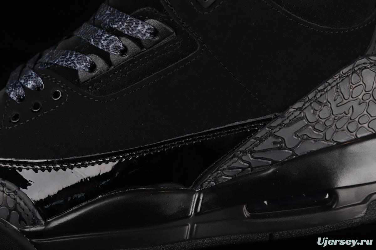 Air Jordan 3 Black Cement AJ3 matte black cement 136064-002