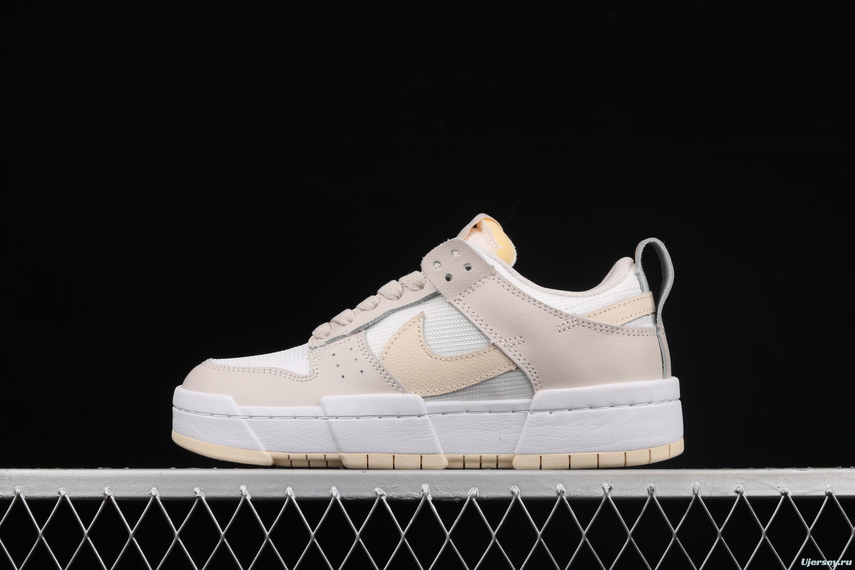 NIKE DUNK Low Disrupt White/Sand/Ghost/Sail lightweight dunk destruction series deconstructed wind low side casual skateboard shoes CK6654-103