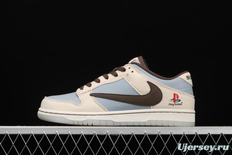 Travis Scott x PlayStation x NIKE DUNK Low tripartite joint name barb low-top skateboard shoes CU1726-800