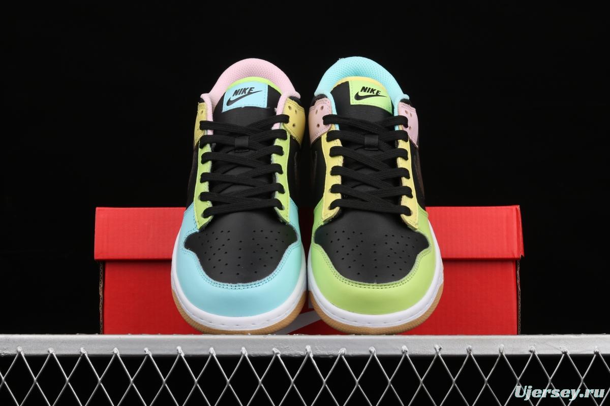 NIKE DUNK Low Free 99 SB buckle backboard black, blue and yellow color spliced mandarin duck DH0952-001