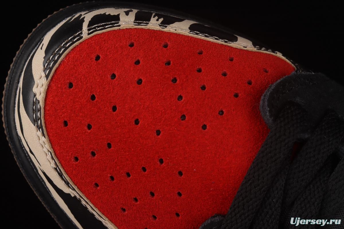 Air Jordan 1 Low Carnivore predator theme black and red low-side cultural board shoes DN3400-001