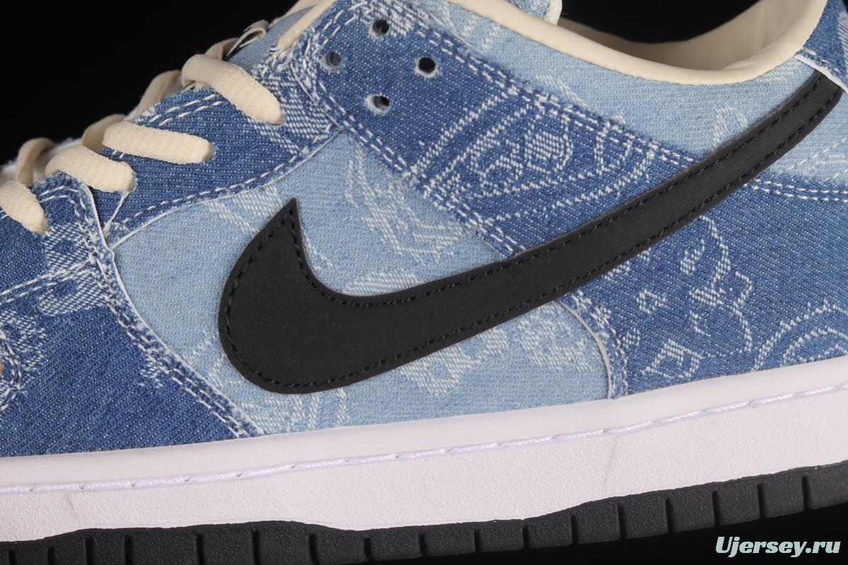 Circlecustom x NIKE DUNK Low co-branded custom cashew denim low-top skateboard shoes BQ6817-168