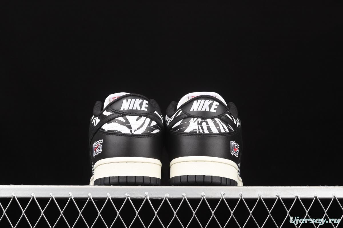 Quartersnacks x NIKE SB DUNK Zebra black and white zebra stripes joint style low-side sports and leisure board shoes DM3510-001