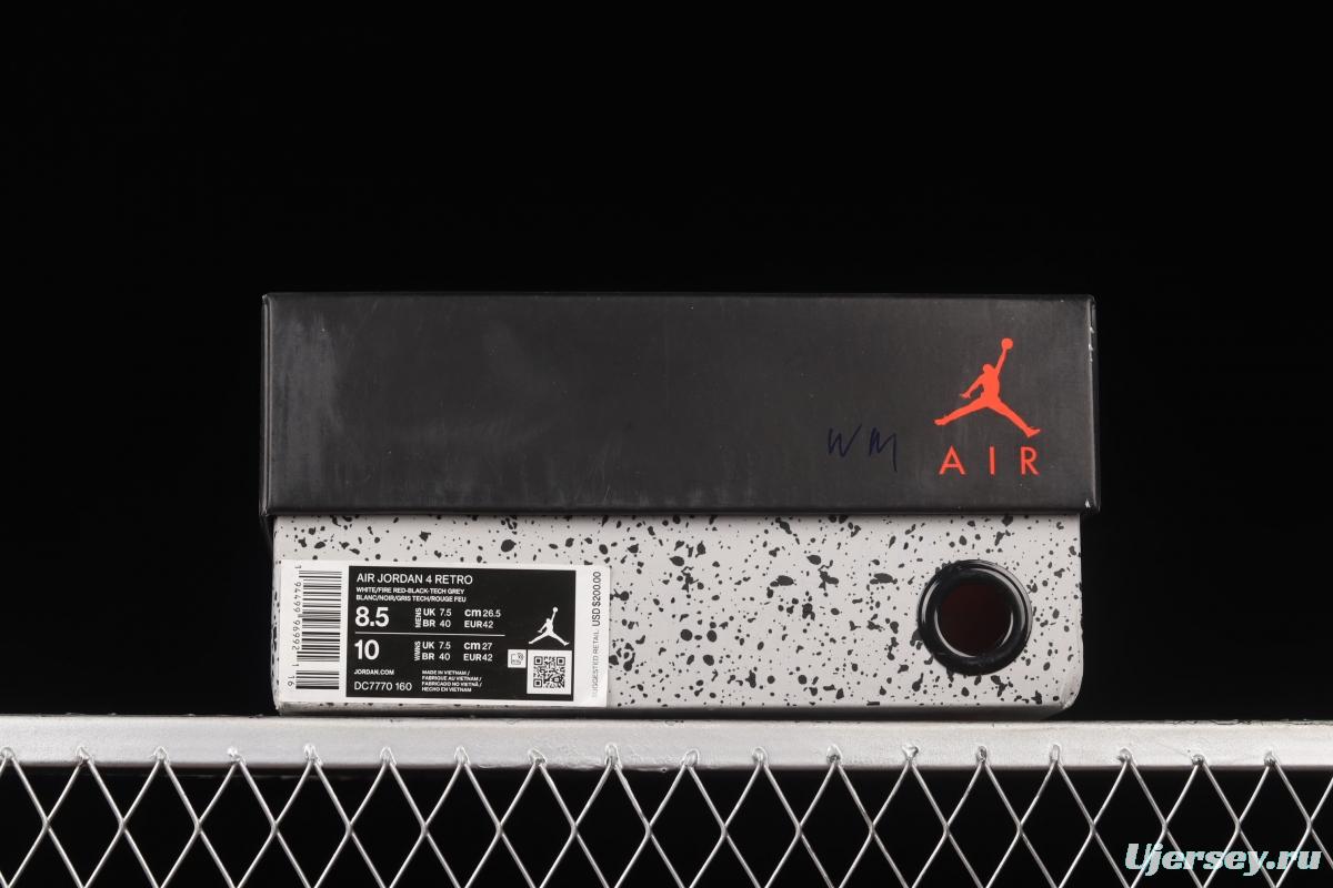 Air Jordan 4 Retro Fire Red White Red Flame Red Basketball shoes DC7770-160