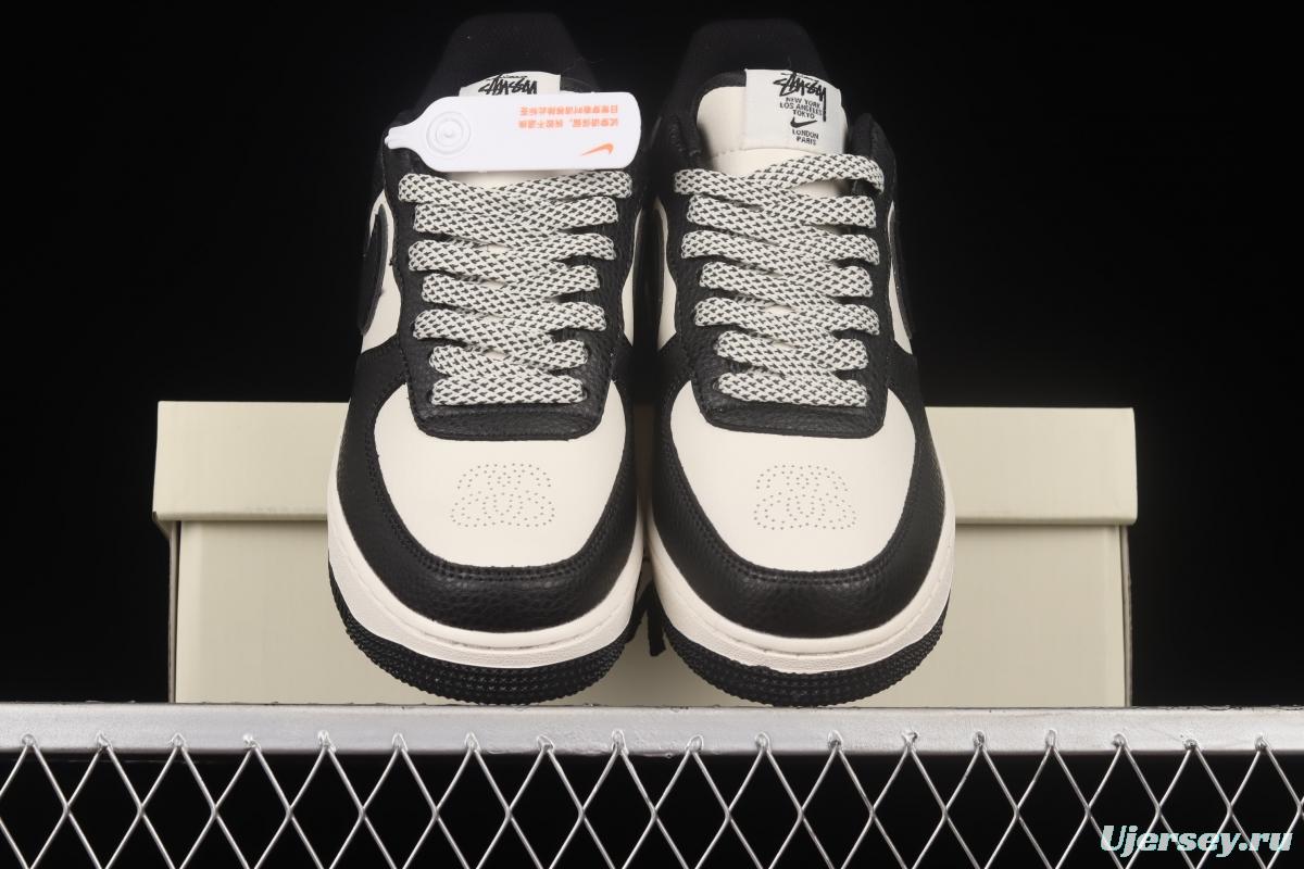 Stussy x NIKE Air Force 1 Low Stussy co-signed black and white reflective star low-top casual board shoes ST2022-618