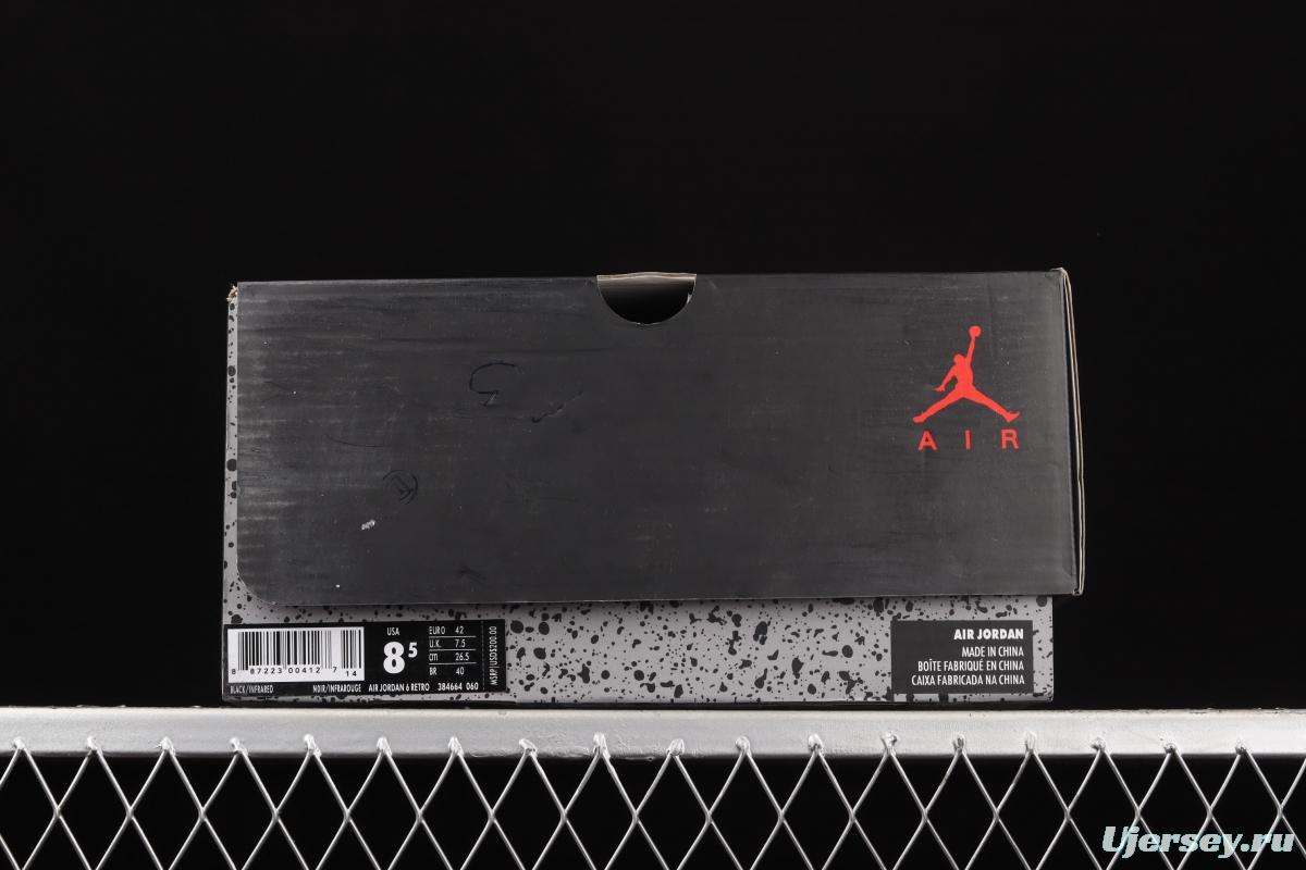 Air Jordan 6 Infrared Black Red Black Infrared 3M reflective Basketball Men's shoes 384664-060