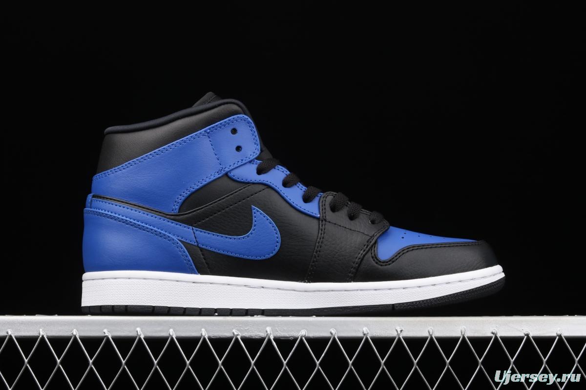 Air Jordan 1 Mid black and blue Zhongbang basketball shoes 554724-077