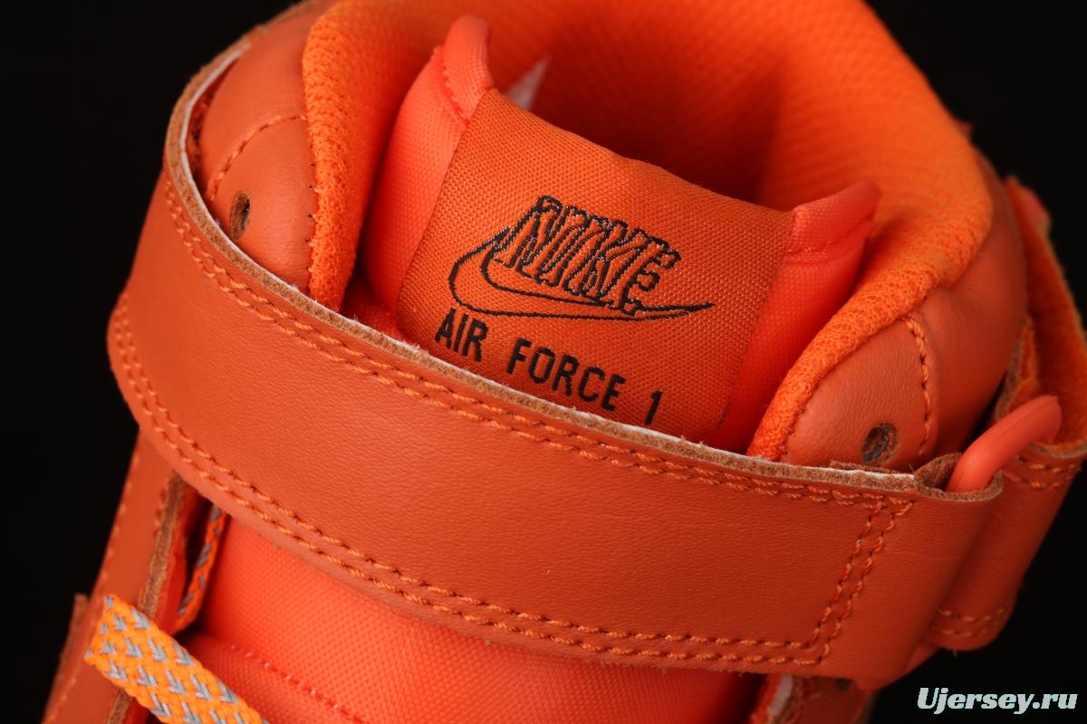 NIKE Air Force 1 Mid'07 Skeleton QS Halloween orange luminous skeleton limited casual board shoes CU8067-801