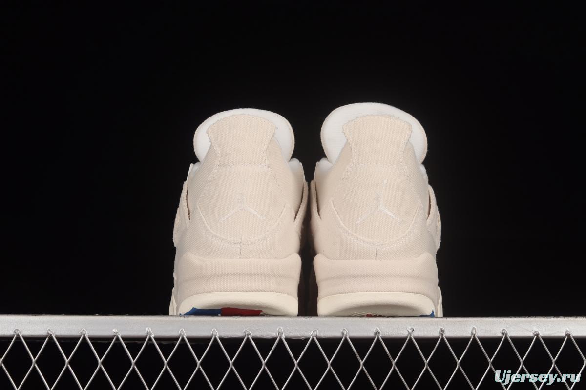 Air Jordan 4 Retro Canvas off-white canvas basketball shoes DQ4909-100
