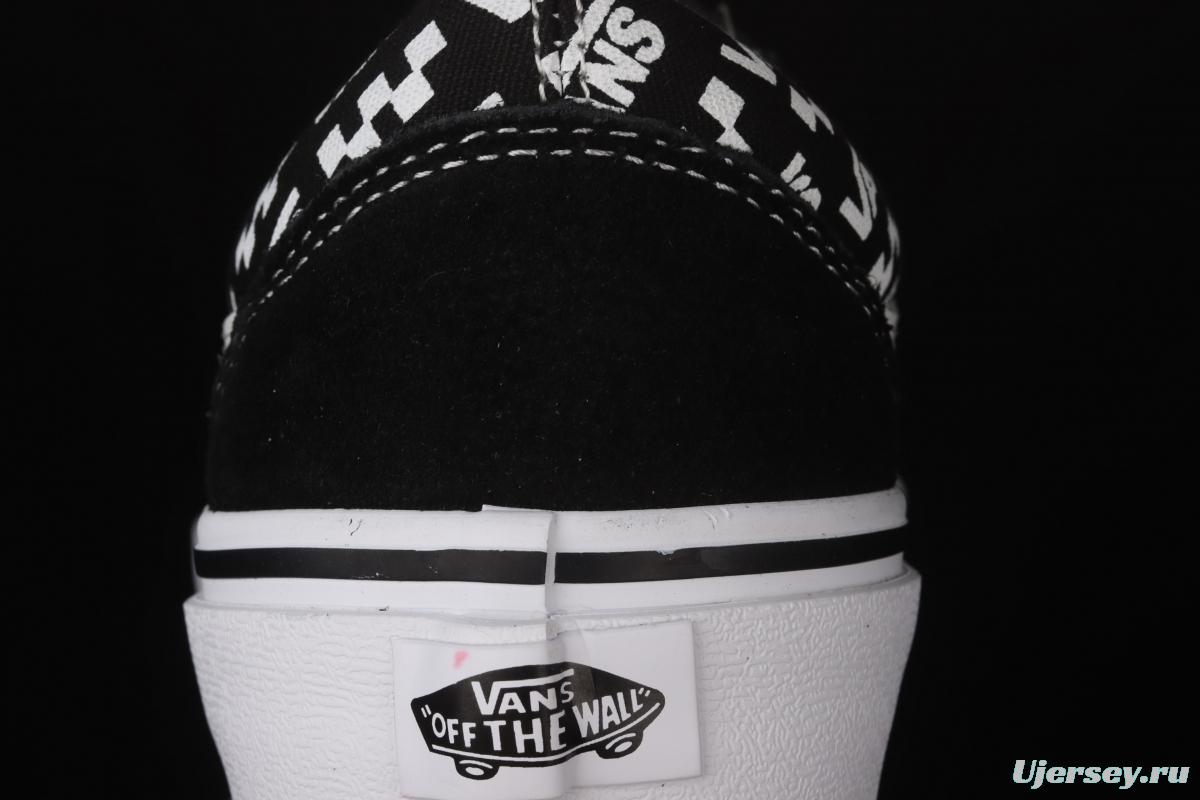 Vans Old Skool black checkerboard side printed striped letter low upper board shoes VN0A4U3BTEZ