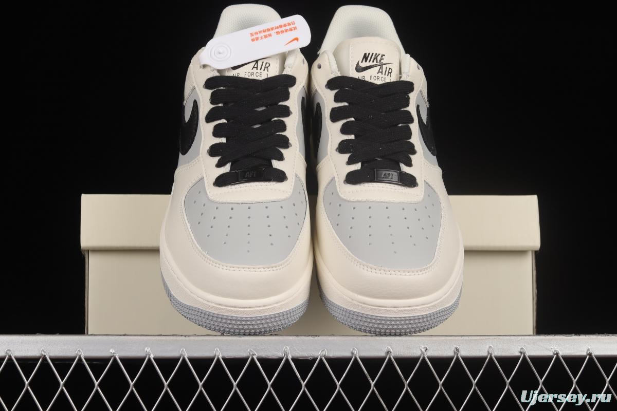 NIKE Air Force 1'07 Low gray and black color matching white, blue and red low-top casual sneakers TQ9685-785