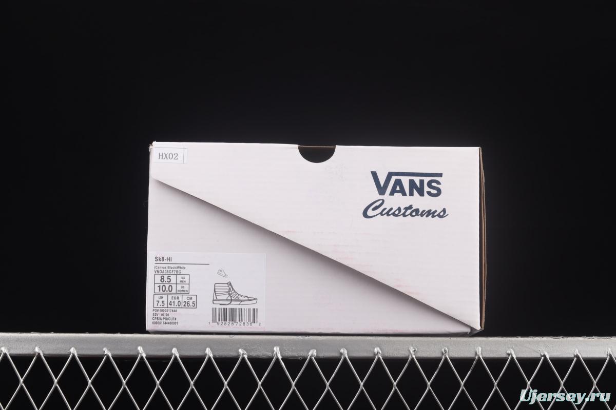 Vans Sk8-Hi BAPE co-signed Anaheim black and white classic high top casual board shoes VN0A38GF7BG