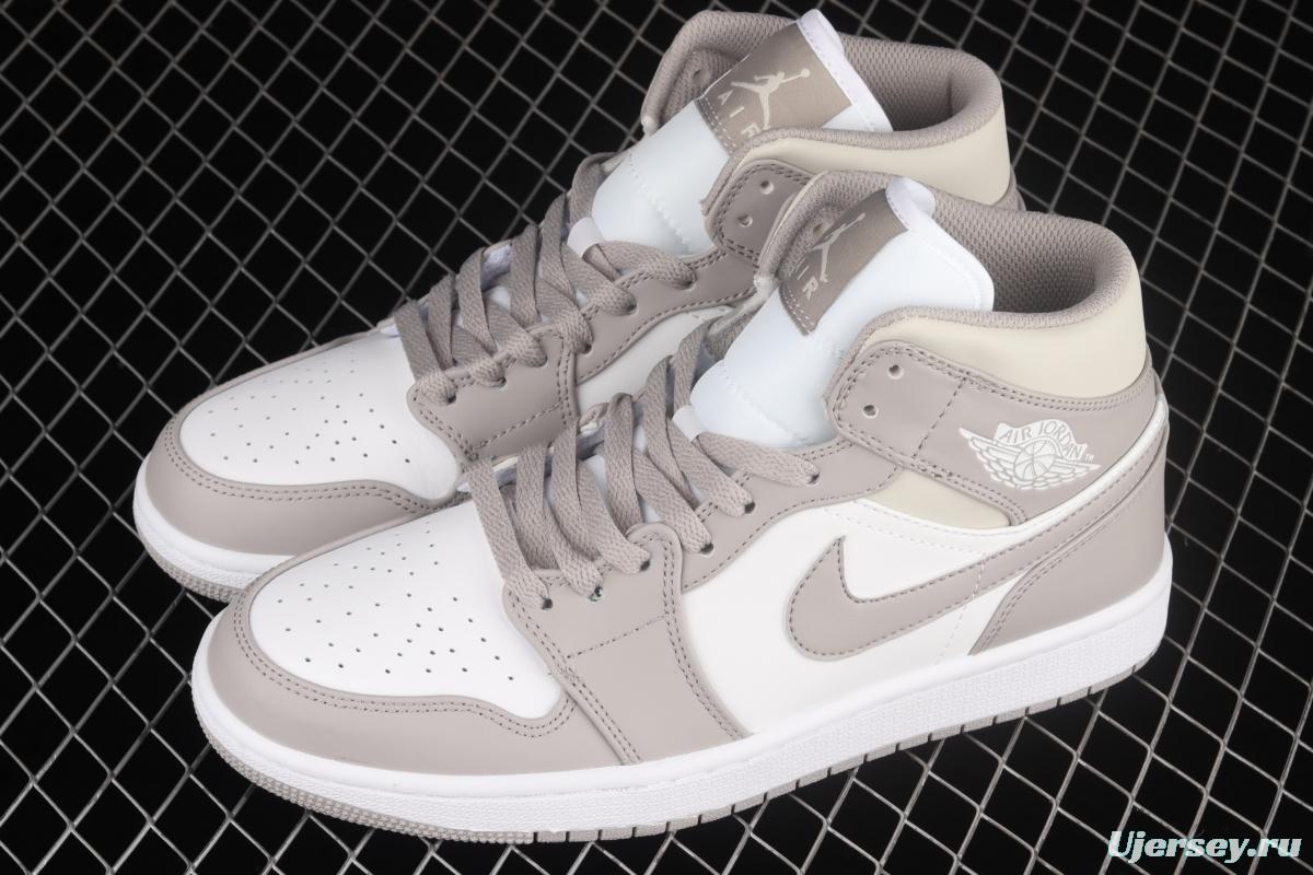 Air Jordan 1 Mid grey middle-top basketball shoes of the Central Asian Hemp College 554724-082