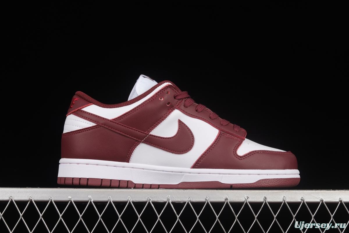 NIKE SB DUNK Low Prm wine red and white color matching SB buckle broken rebound fashion casual shoes DD1503-108