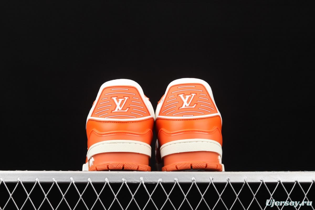 Authentic LV 2021ss early spring fashion catwalk sneakers 400N ORANGE White