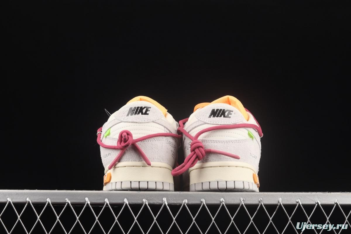 OFF-White x NIKE DUNK Low OW white gray leisure sports skateboard shoes DJ0950-114,