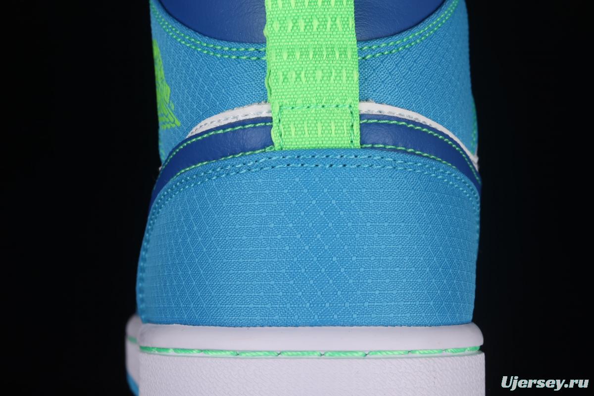 Air Jordan 1 Mid blue and green Chinese culture basketball shoes DA8010-400