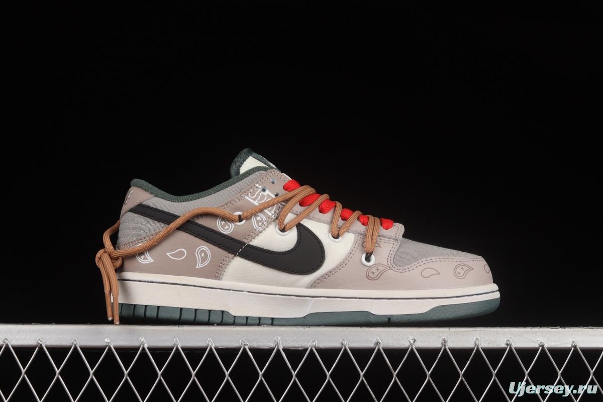 NIKE DUNK Low Retro Vibe style distressed deconstructed shoelaces tan SB low-top sneakers DH0957-100