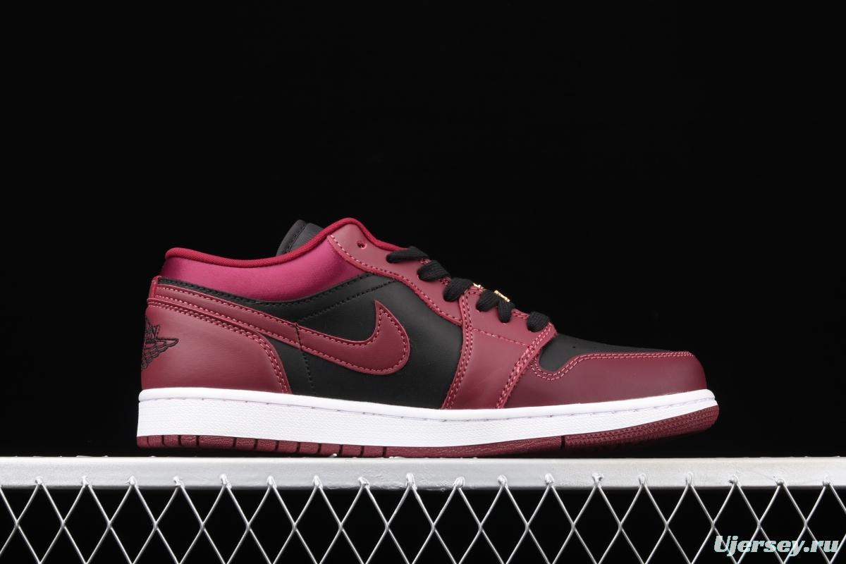 Air Jordan1 Low Black Wine Red Metal Flying Wings reverse low Top Basketball shoes DB6491-600