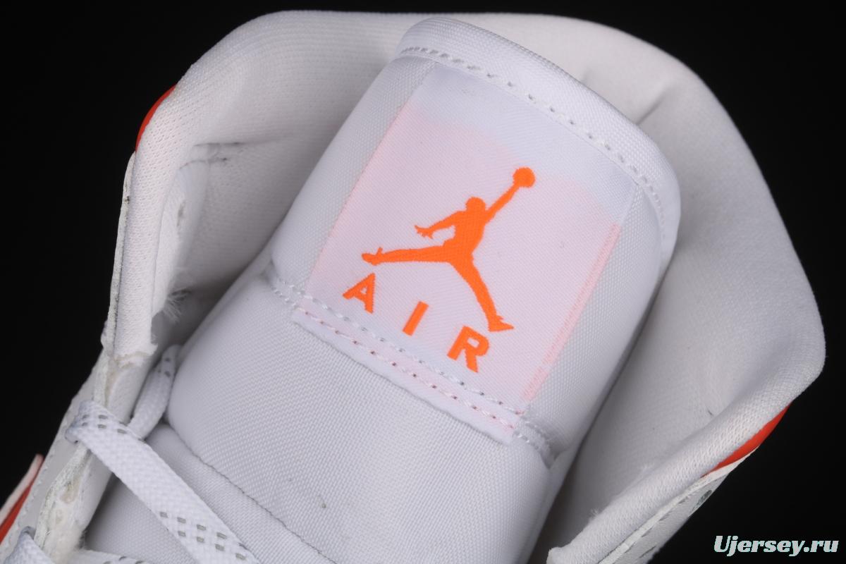 Air Jordan 1 Mid White Orange Zhongbang Basketball shoes CZ0774-800