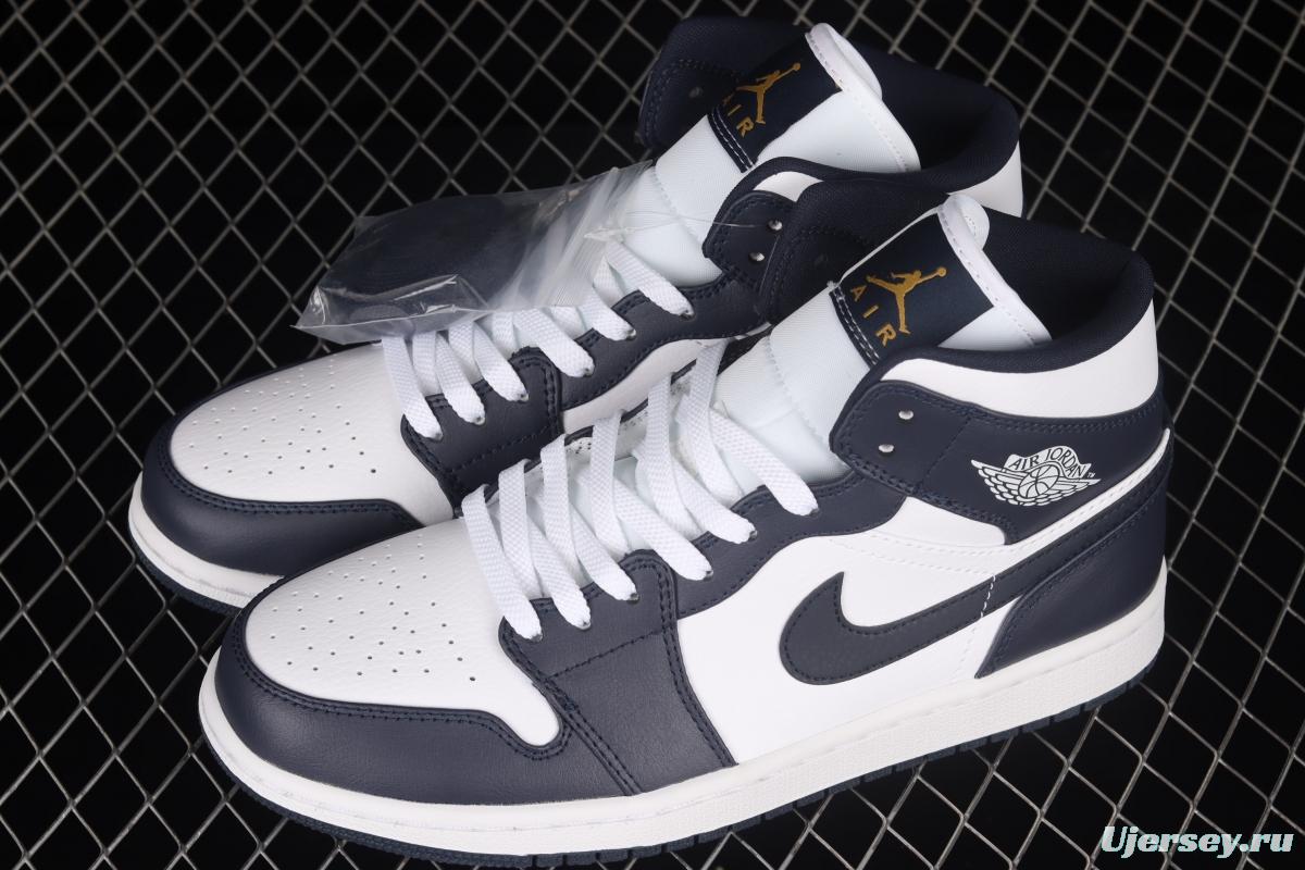 Air Jordan 1 Mid obsidian basketball shoes 554724-174