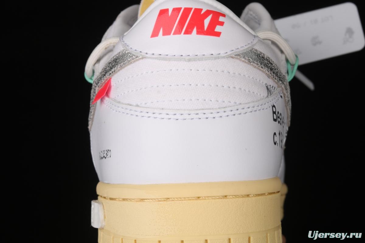 OFF-White x NIKE DUNK Low 04 of 50 OW white gray leisure sports skateboard shoes DM1602-127,