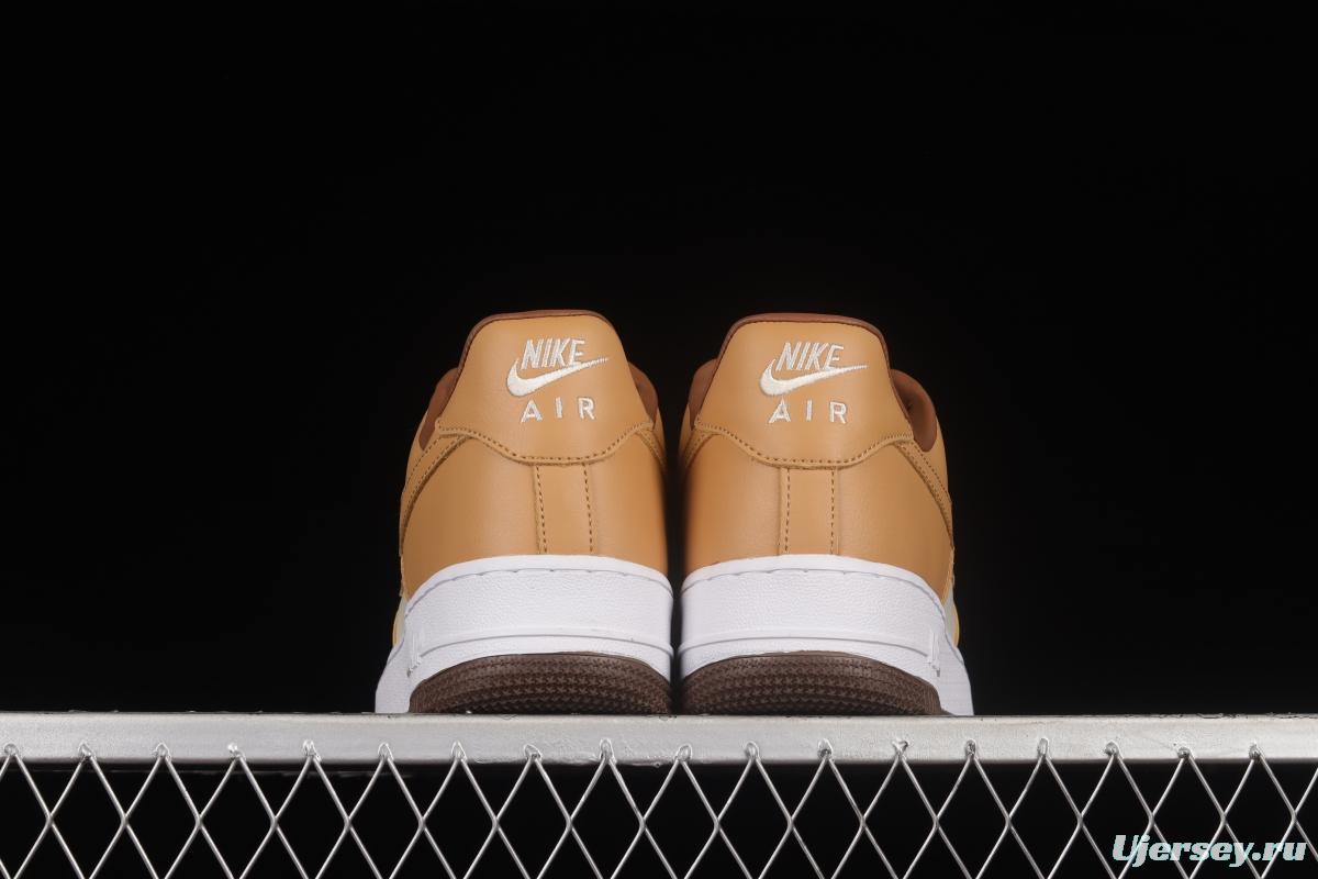 NIKE Air Force 1'07 Low milk tea brown canvas leather color matching low-top casual sneakers DJ6395-100