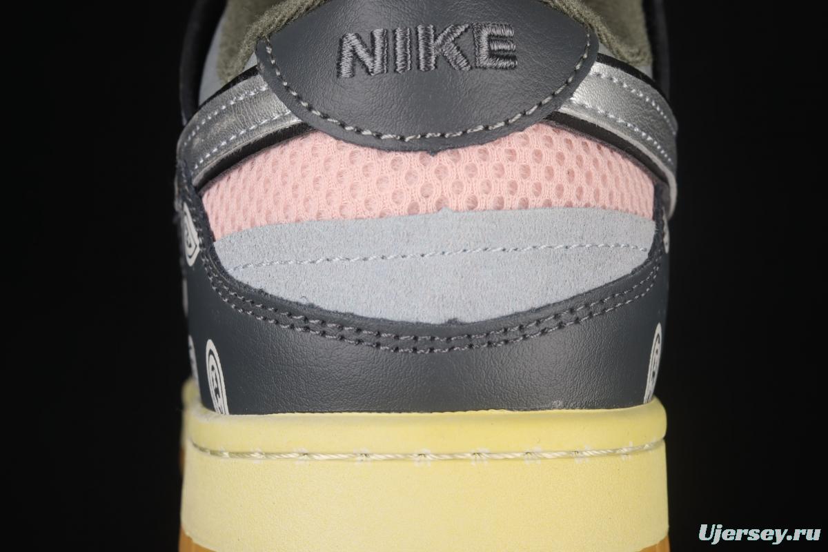 NIKE DUNK Scrap stitching and stitching low upper skateboard shoes black gray silver DB0500-200