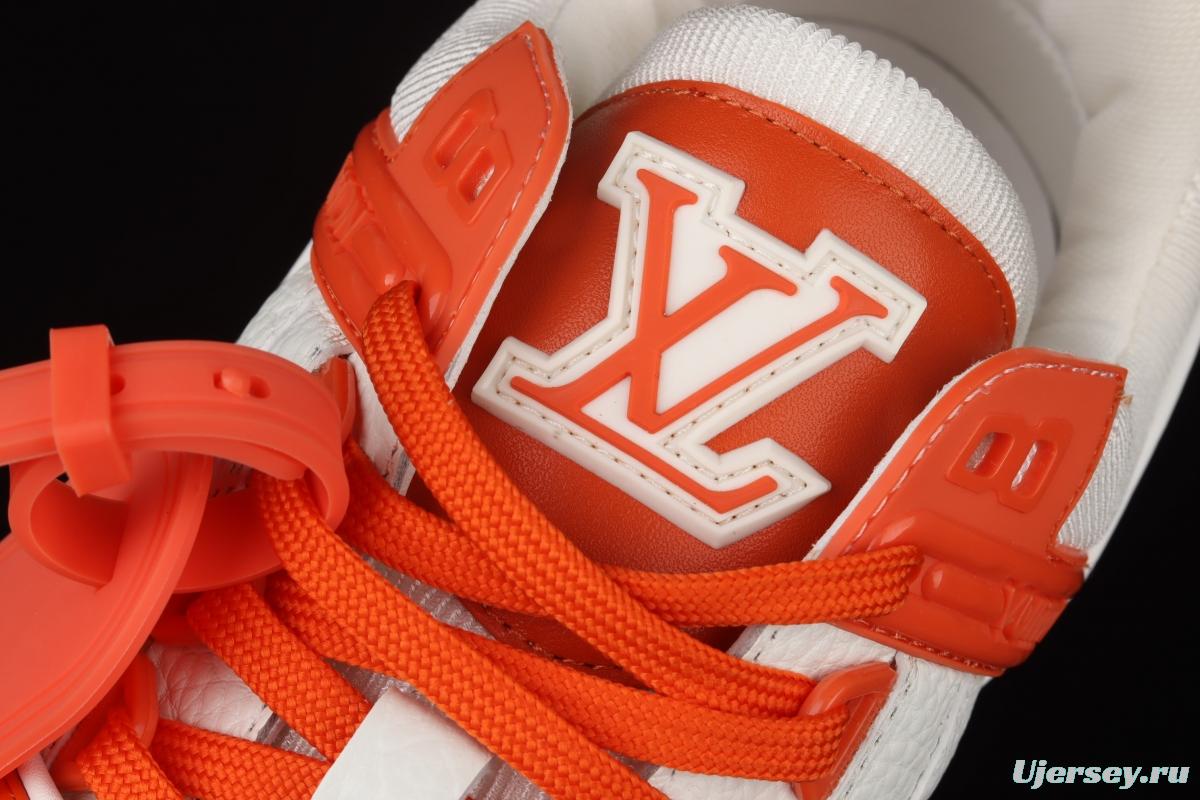 Authentic LV 2021ss early spring fashion catwalk sneakers 400N ORANGE White