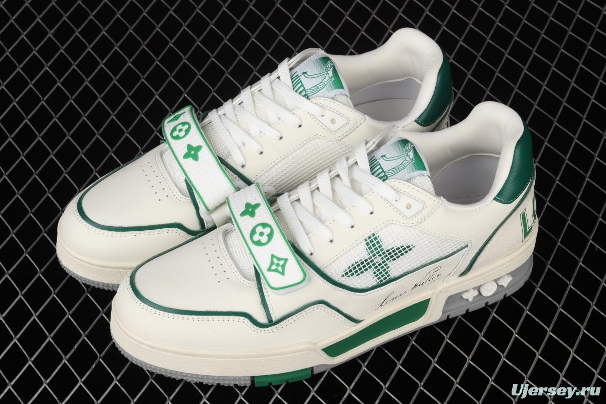 Authentic LV 2021ss early spring fashion catwalk sneakers 410N White Green