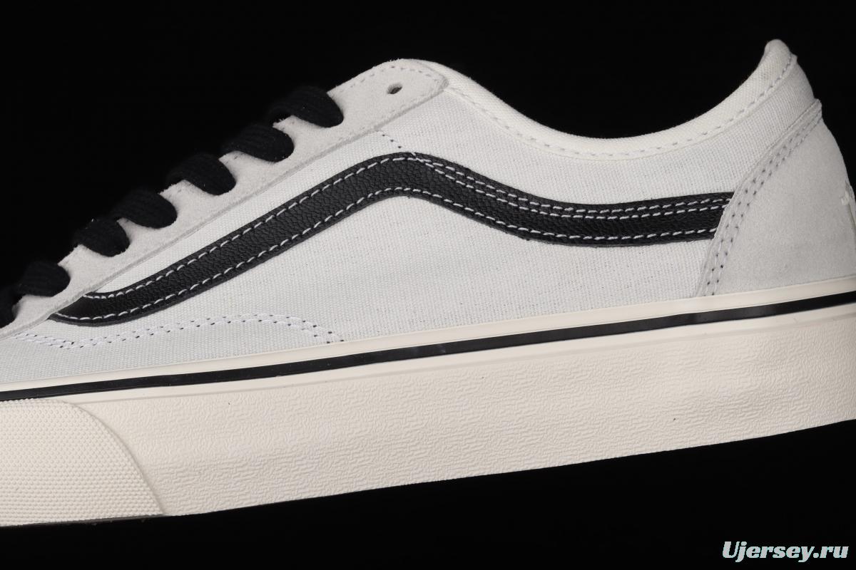 Vans Style 36 million gray rice white side stripes low-edge sports board shoes VN0A3MVLXGL