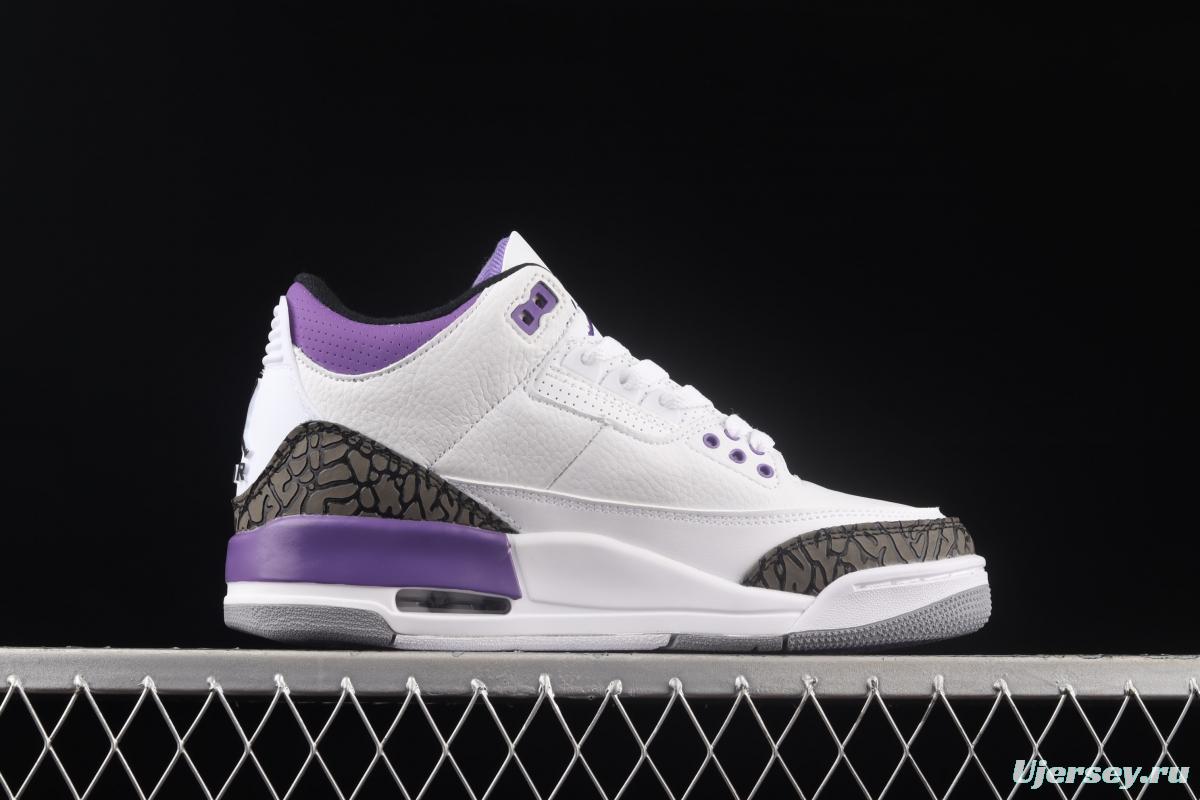 Air Jordan Retro Dark Iris AJ3 Joe 3 White and Purple cement CT8532-105