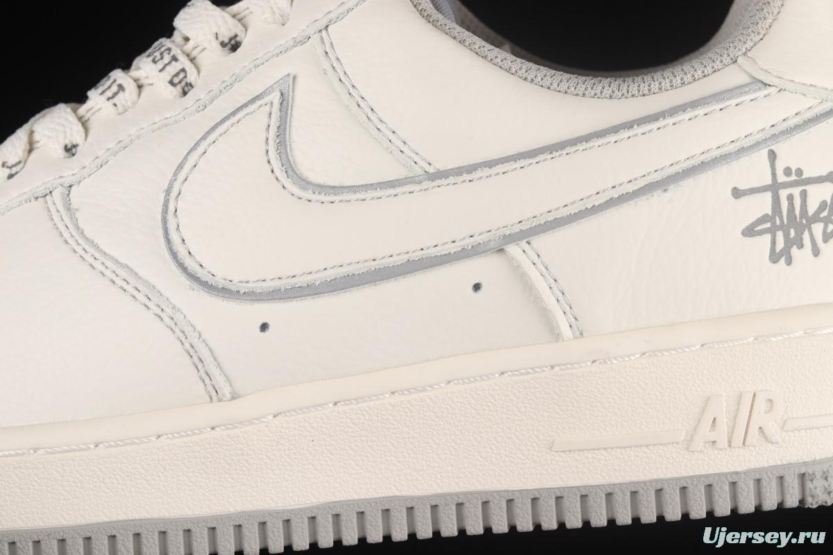 Stussy x NIKE Air Force 11607 Low Stussy co-named rice gray reflective low-top casual board shoes UN1815-802