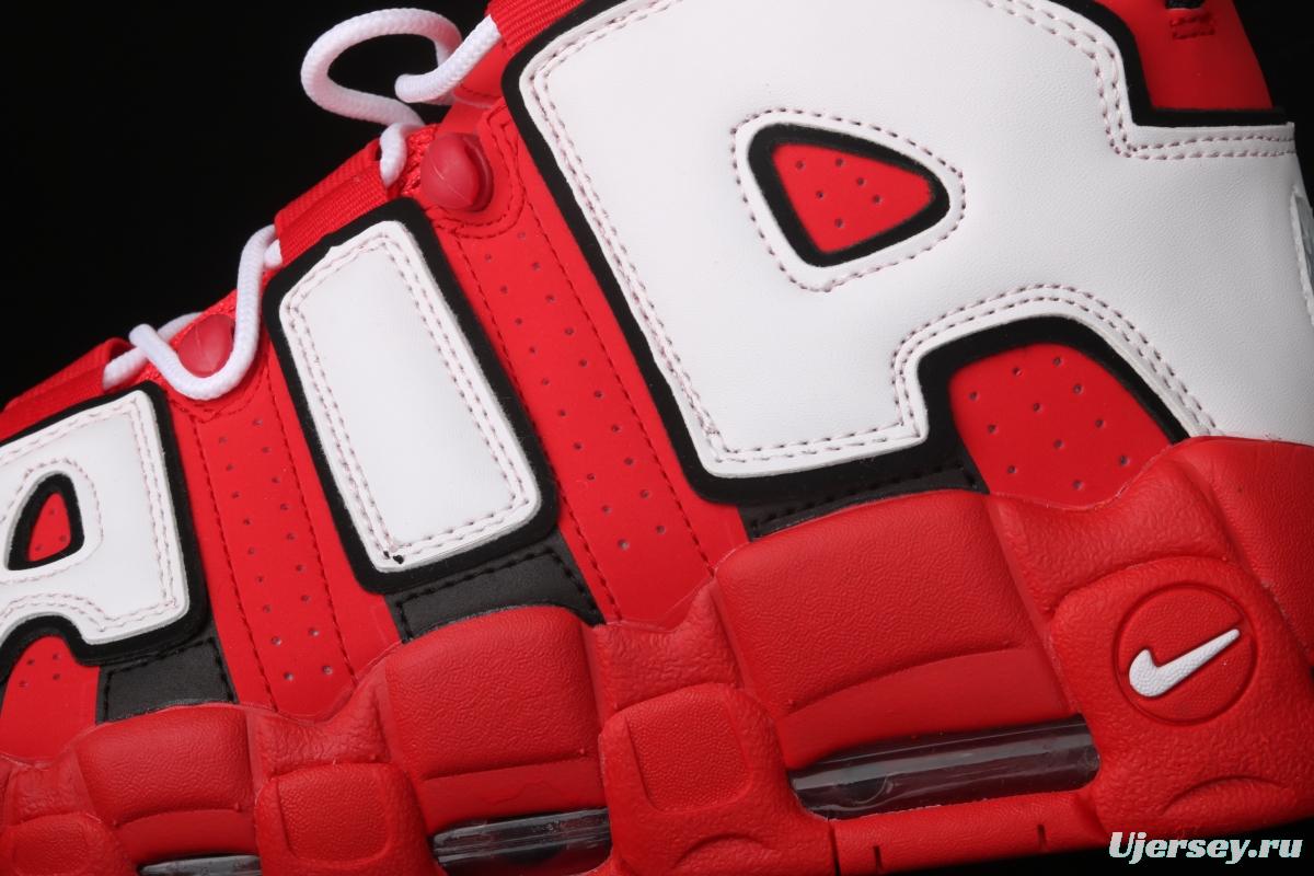 NIKE Air More Uptempo 96 QS Hoop Pack Pippen original series classic high street leisure sports culture basketball shoes red, white and black bull CD9402-600