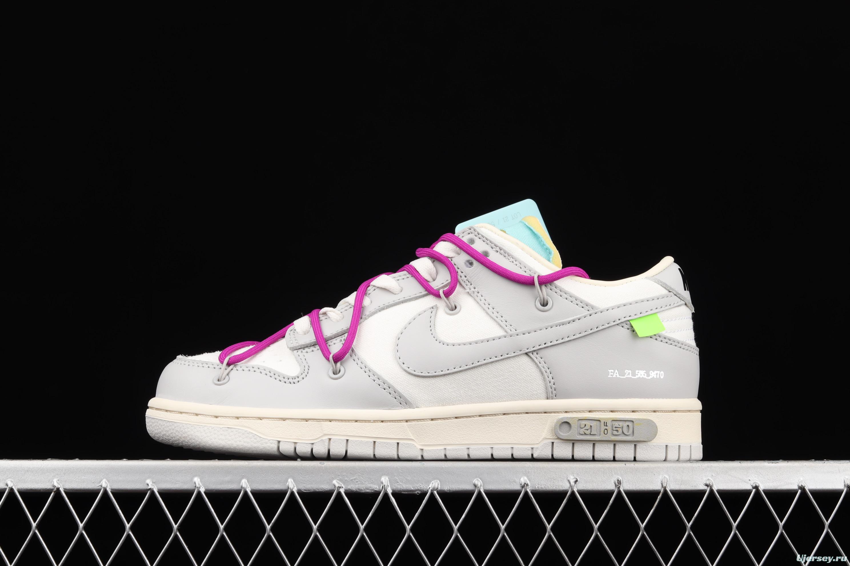 OFF-White x NIKE DUNK Low 04 of 50 OW white gray leisure sports skateboard shoes DM1602-100