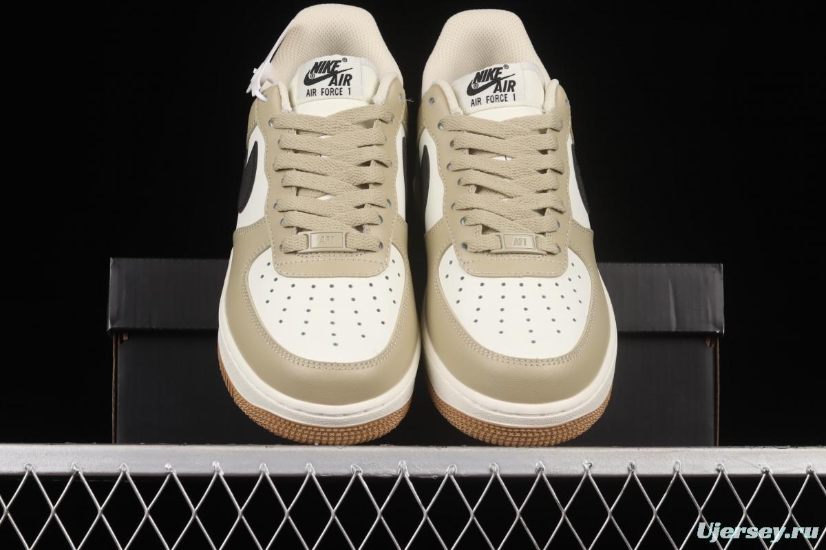 NIKE Air Force 1x 07 Low khaki black hook low-top casual board shoes DH5969-633