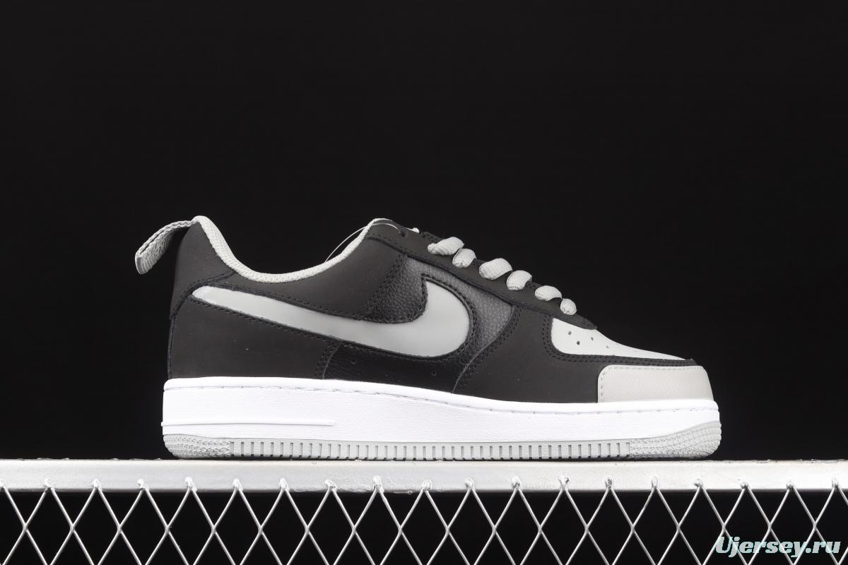 NIKE Air Force 1 Premium ShAdidasow grey Shadow Grey side Logo3M reflective low upper shoes BQ6818-009