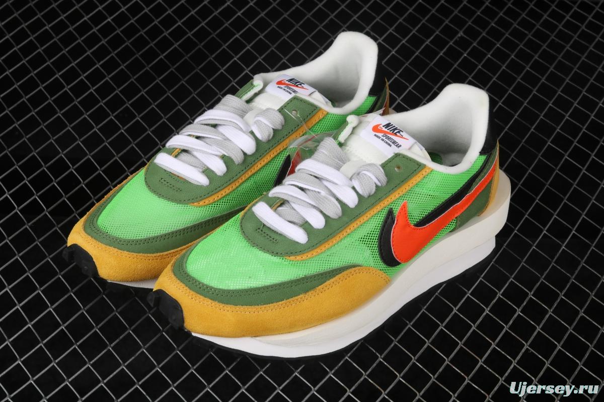 Sacai x NIKE LVD Waffle Daybreak co-signed catwalk style net gauze leather splicing double hook Swoosh running shoes BV0073-300