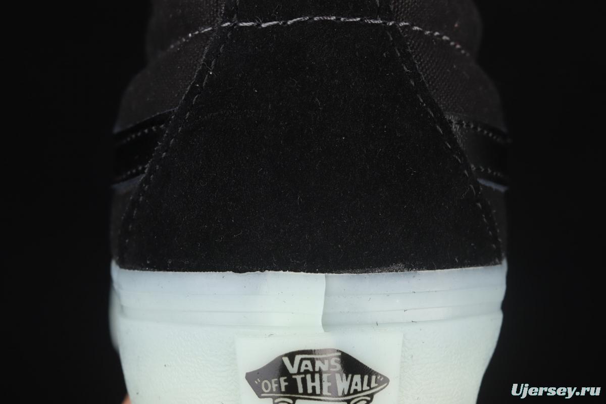 Vans Sk8-Mid 's new cool-feeling transparent glass glue black Zhongbang board shoes VN0A3WM3ABC